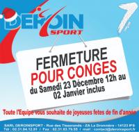 Fermeture pour congés du 24 Décembre au 2 Janvier inclus
